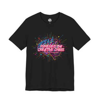 Powered by Creative Chaos Graphic Tee - Adult Unisex, Neon Brain