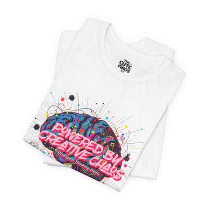 Powered by Creative Chaos Graphic Tee - Adult Unisex, Neon Brain