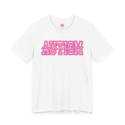 AUTISM Varsity Wordmark Tee 💖 (Pink Outline).  Unisex