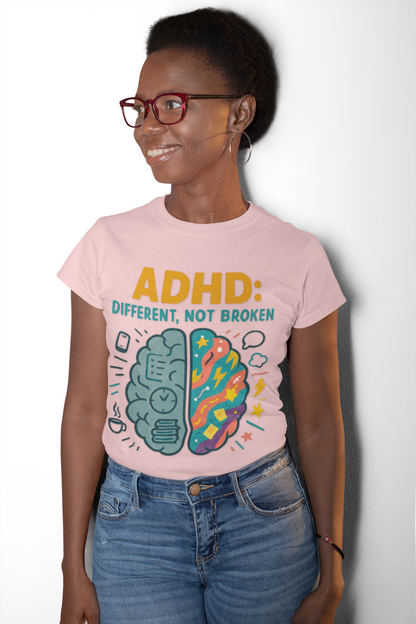ADHD: Different, Not Broken - Color Brain Graphic Tee