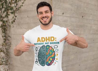 ADHD: Different, Not Broken - Color Brain Graphic Tee