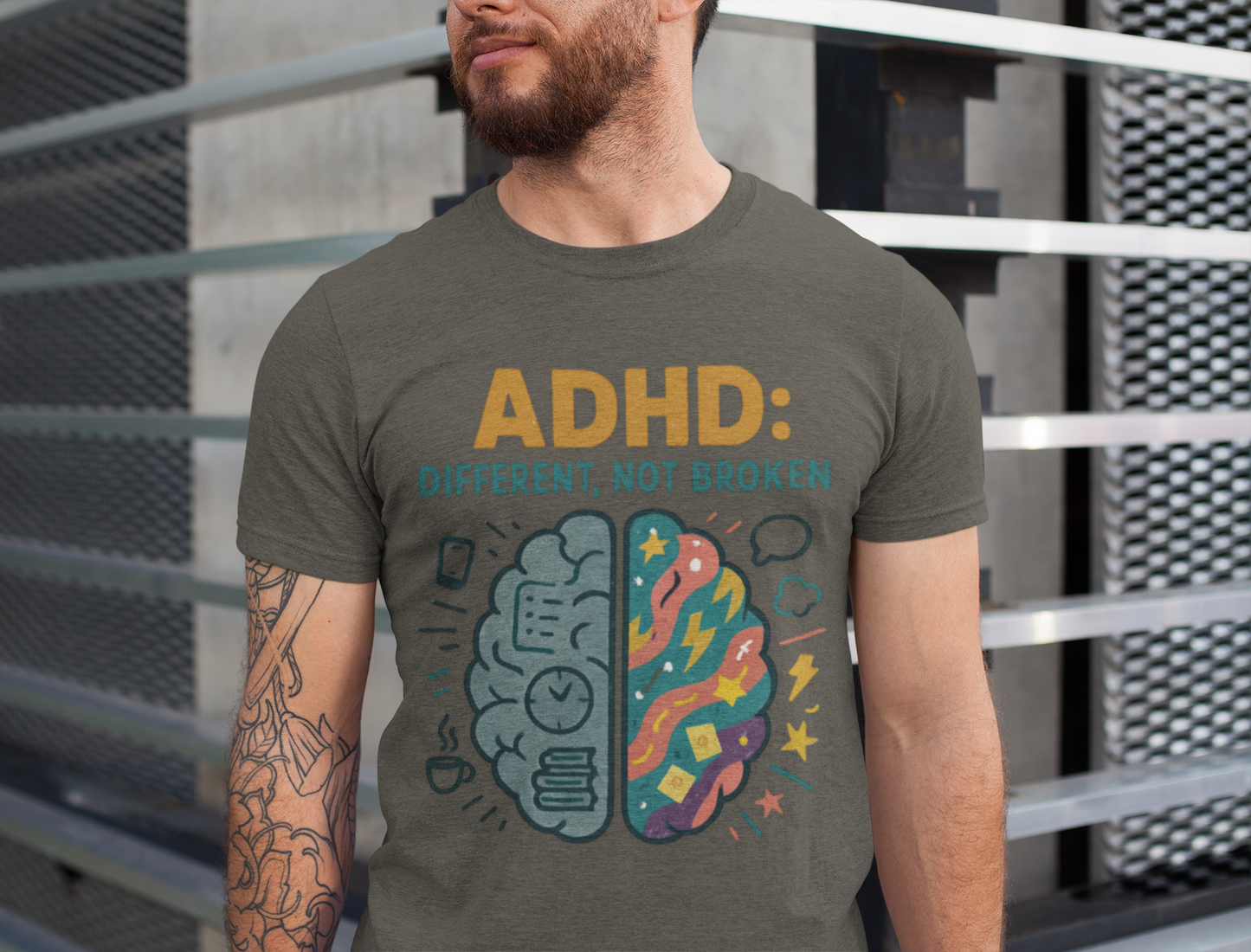 ADHD: Different, Not Broken - Color Brain Graphic Tee
