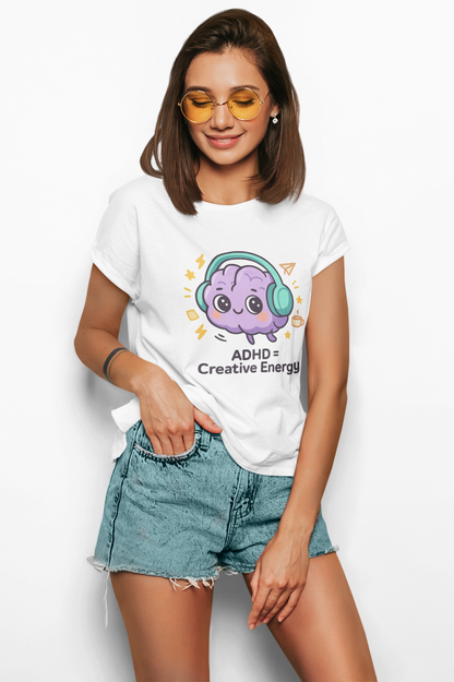 ADHD = Creative Energy 💖🧠 Kawaii Brain Headphones Tee
