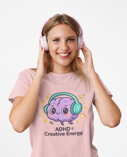 ADHD = Creative Energy 💖🧠 Kawaii Brain Headphones Tee