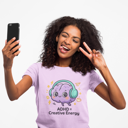 ADHD = Creative Energy 💖🧠 Kawaii Brain Headphones Tee