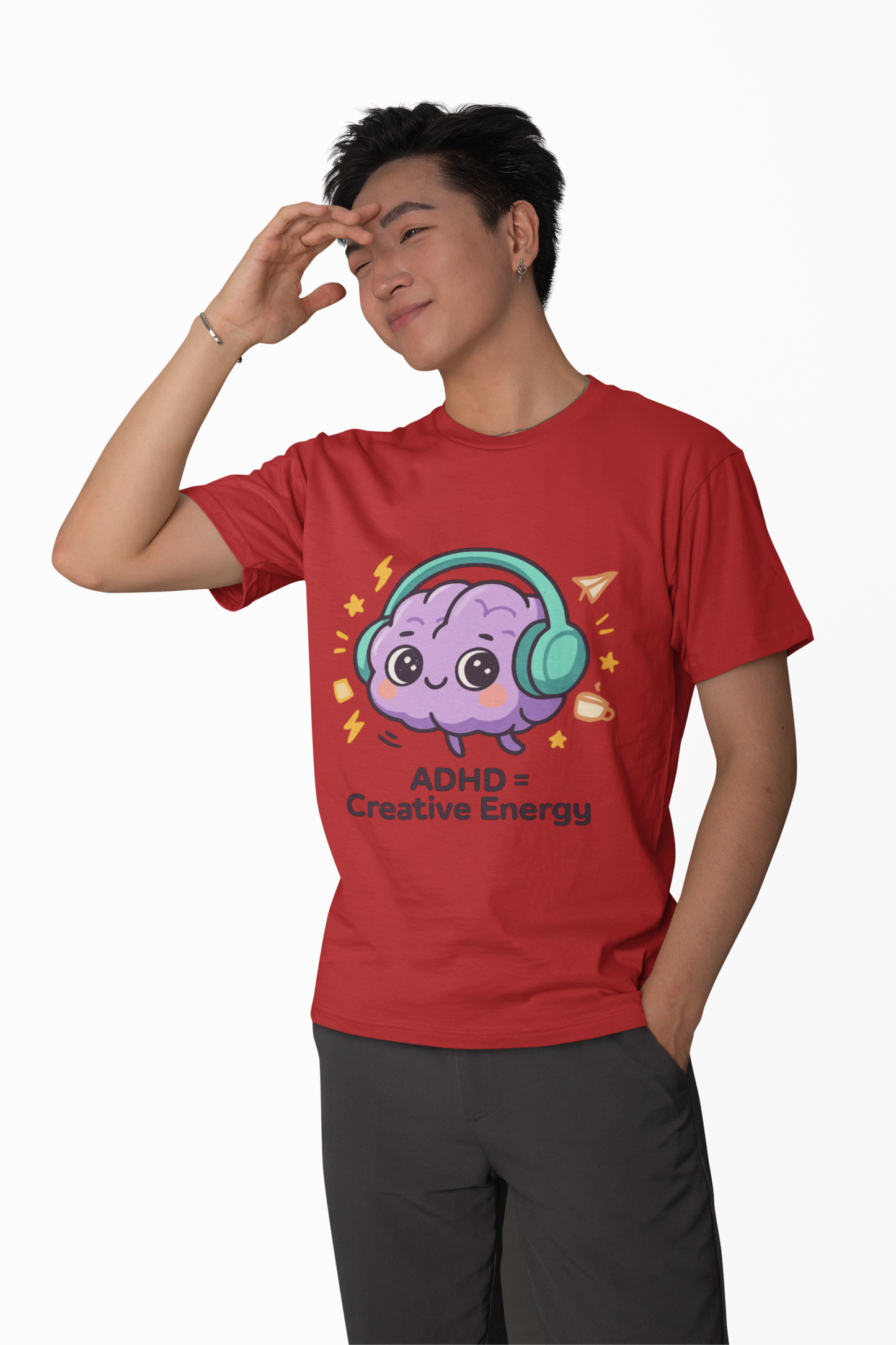 ADHD = Creative Energy 💖🧠 Kawaii Brain Headphones Tee