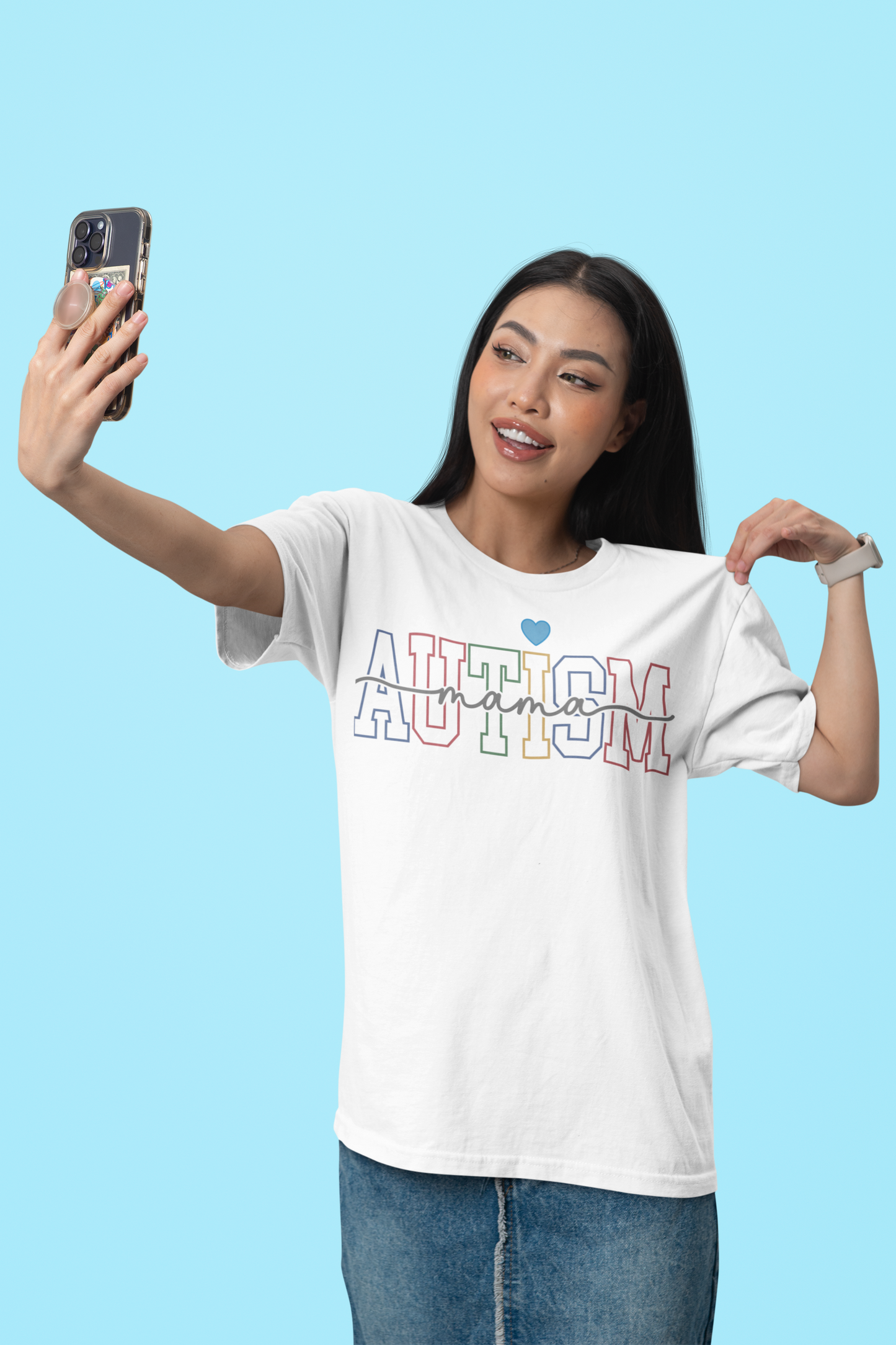 AUTISM Awareness Varsity Arch Tee 💙 Blue Heart - Unisex / Teens & Adults