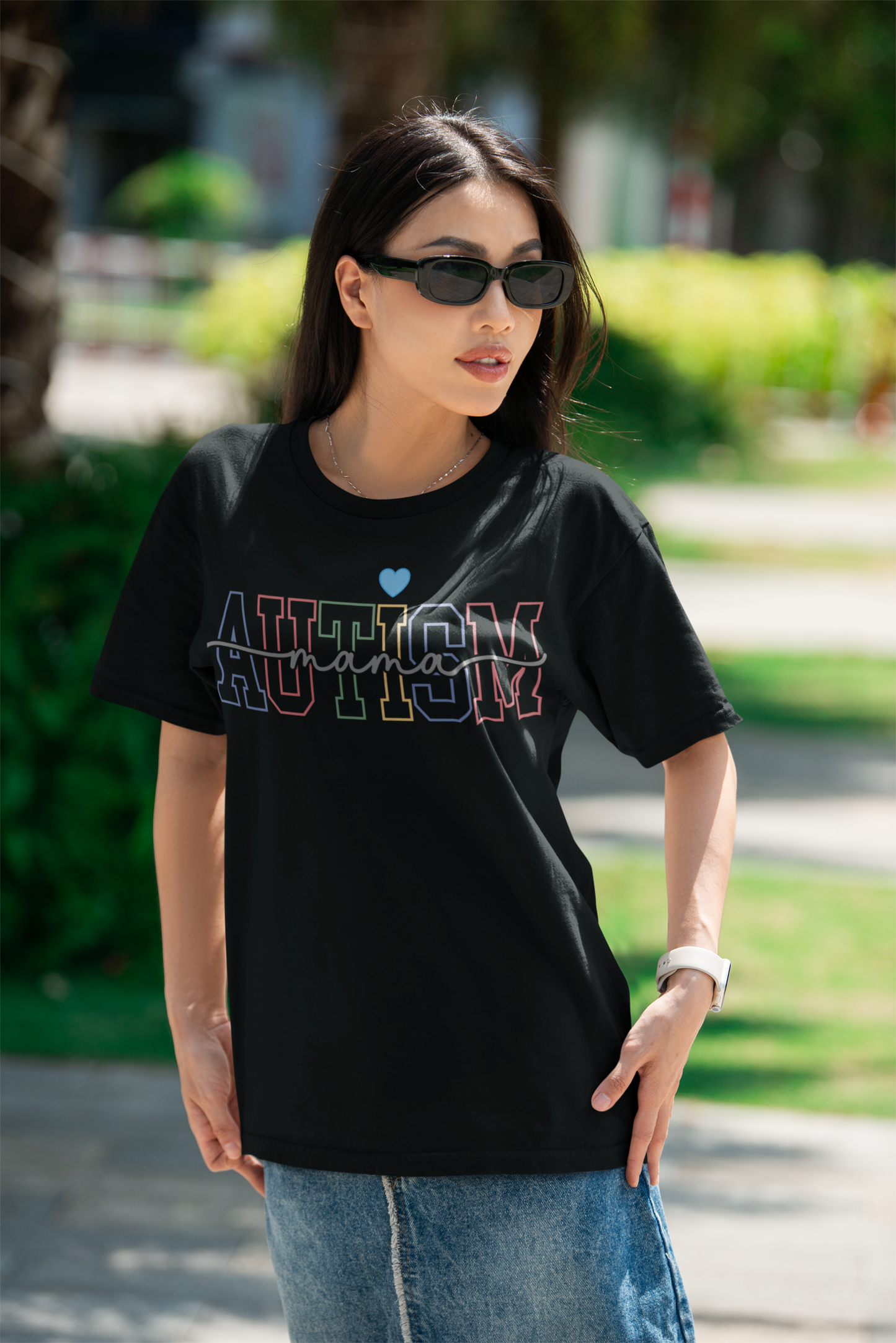 AUTISM Awareness Varsity Arch Tee 💙 Blue Heart - Unisex / Teens & Adults