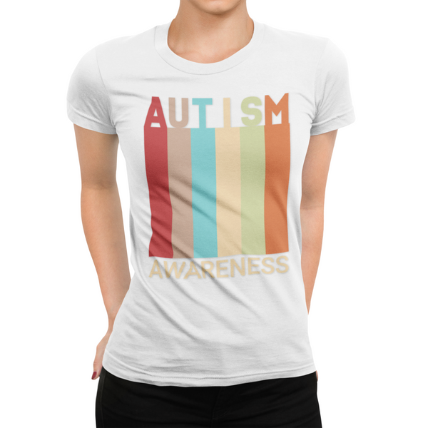 AUTISM AWARENESS Retro Stripes Tee 🌈 Vintage 70s . Unisex | Teens & Adults