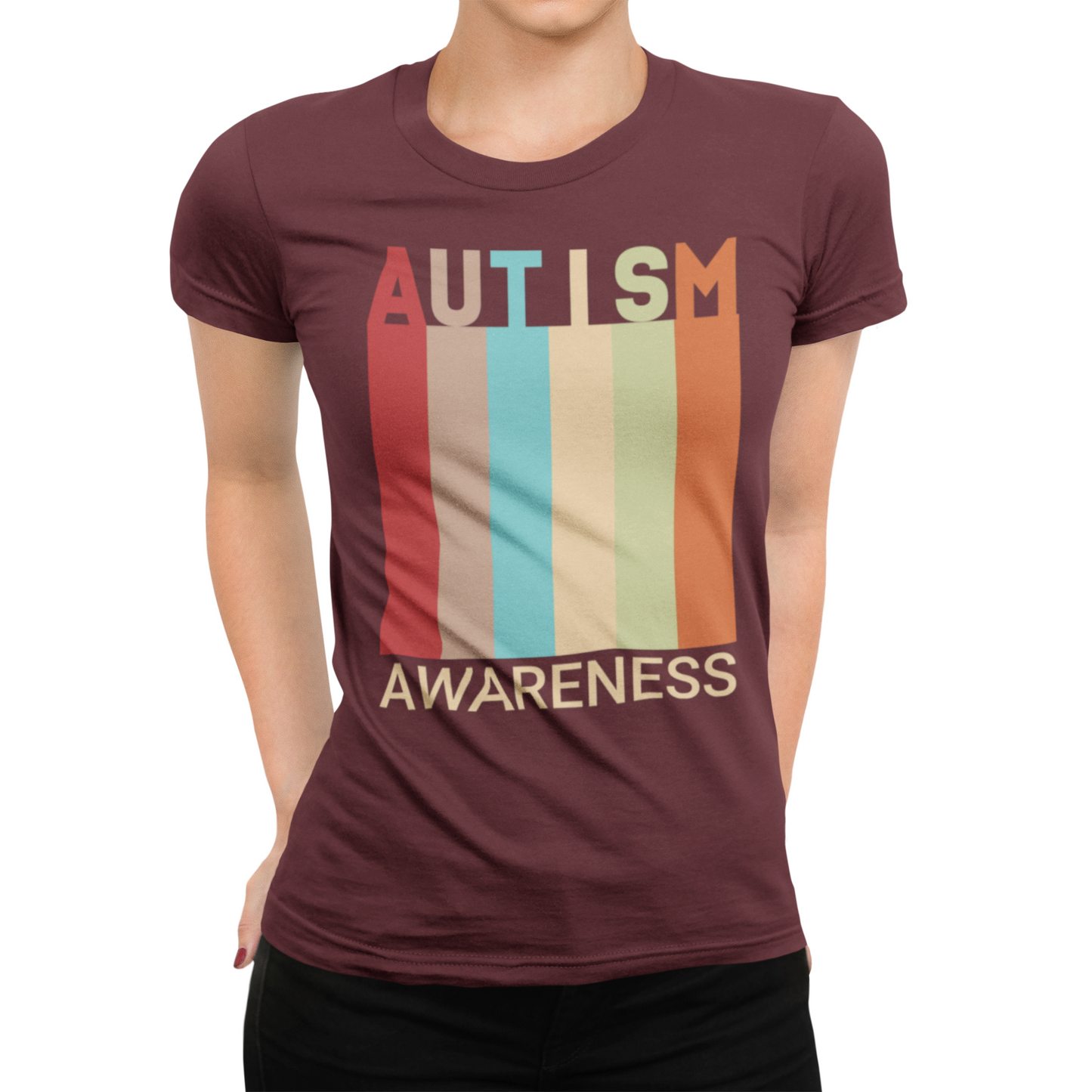 AUTISM AWARENESS Retro Stripes Tee 🌈 Vintage 70s . Unisex | Teens & Adults