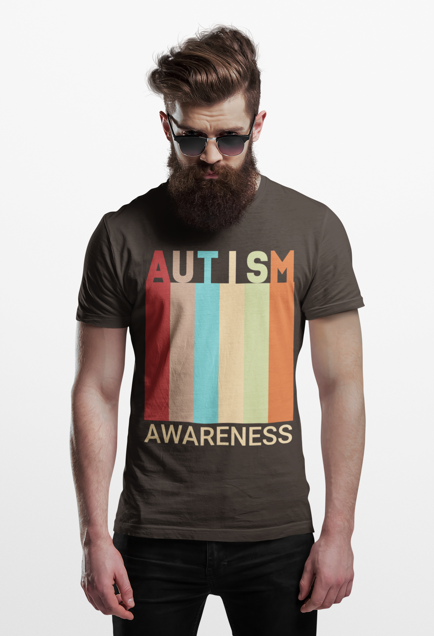 AUTISM AWARENESS Retro Stripes Tee 🌈 Vintage 70s . Unisex | Teens & Adults