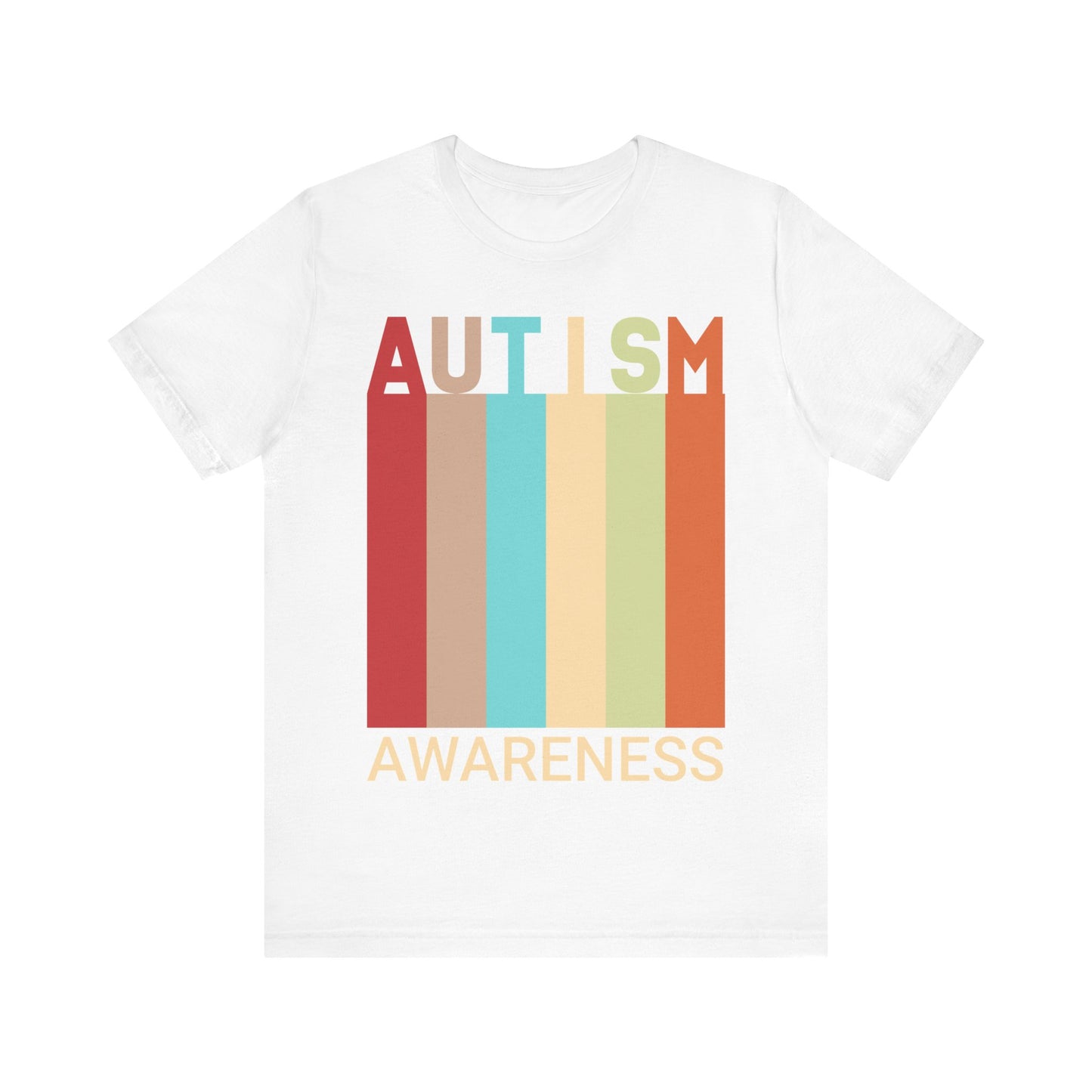AUTISM AWARENESS Retro Stripes Tee 🌈 Vintage 70s . Unisex | Teens & Adults