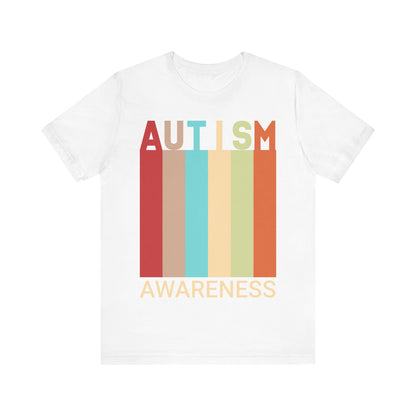 AUTISM AWARENESS Retro Stripes Tee 🌈 Vintage 70s . Unisex | Teens & Adults