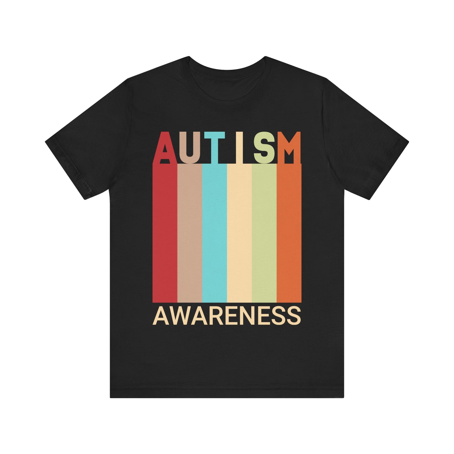 AUTISM AWARENESS Retro Stripes Tee 🌈 Vintage 70s . Unisex | Teens & Adults