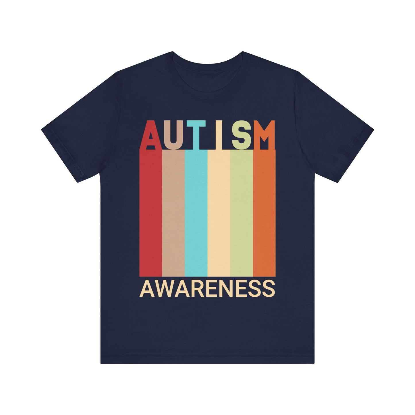 AUTISM AWARENESS Retro Stripes Tee 🌈 Vintage 70s . Unisex | Teens & Adults