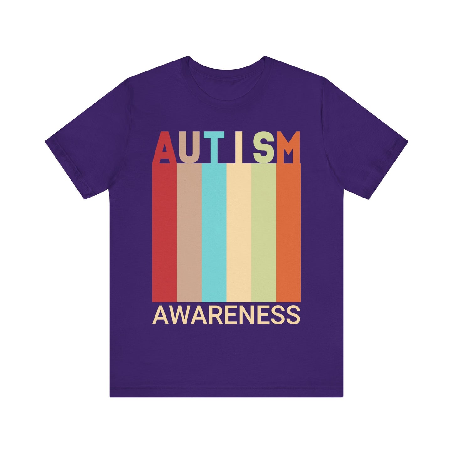 AUTISM AWARENESS Retro Stripes Tee 🌈 Vintage 70s . Unisex | Teens & Adults