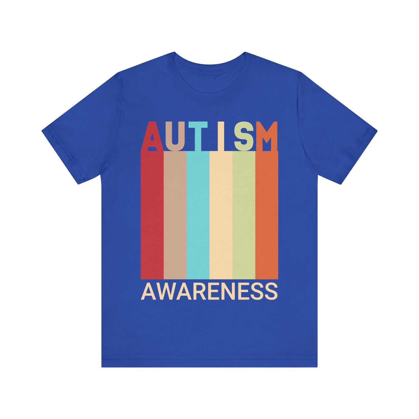 AUTISM AWARENESS Retro Stripes Tee 🌈 Vintage 70s . Unisex | Teens & Adults