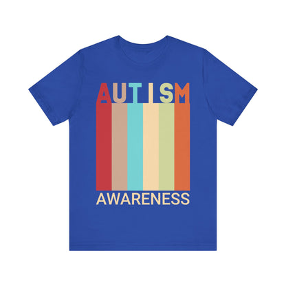 AUTISM AWARENESS Retro Stripes Tee 🌈 Vintage 70s . Unisex | Teens & Adults