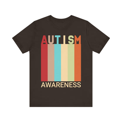 AUTISM AWARENESS Retro Stripes Tee 🌈 Vintage 70s . Unisex | Teens & Adults